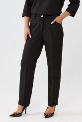 Eleganckie klasyczne czarne spodnie Eleonora PLUS SIZE XXL OVERSIZE JESIEŃ. Czarne spodnie materiałowe damskie Moda Size Plus Iwanek, plus size, bez wzorów, z elastanu. Za 219.90 zł.