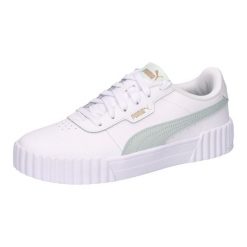 Buty sportowe damskie Puma Carina 3.0. Białe obuwie sportowe damskie Puma, bez wzorów, z materiału, tenisowe. Za 294.50 zł.