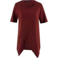 Shirt bawełniany 2 w 1 z przędzy mieszankowej bonprix czerwony kasztanowy. Czerwone bluzki damskie bonprix, bez wzorów, z bawełny, bez kołnierzyka, bez ramiączek. Za 44.99 zł.