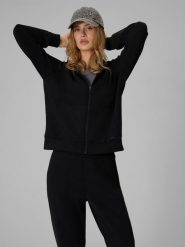 4F Bluza dresowa regular z kapturem damska - czarna S. Czarne bluzy damskie 4f, s, bez wzorów, z dresówki, z kapturem. Za 169.99 zł.