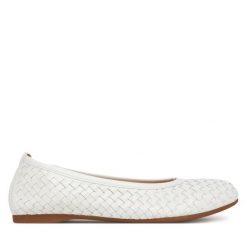 Baleriny Gabor. Białe baleriny damskie Gabor, bez wzorów, bez obcasa. Za 449.99 zł.