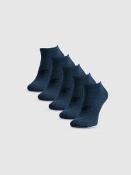 4F Skarpetki stopki (5-pack) męskie - granatowe 39-42. Niebieskie skarpety męskie 4f, bez wzorów, z bawełny. Za 59.99 zł.