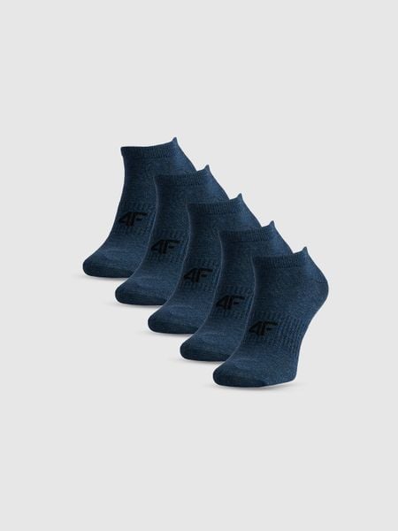 4F Skarpetki stopki (5-pack) męskie - granatowe 39-42. Niebieskie skarpety męskie 4f, bez wzorów, z bawełny. Za 59.99 zł.