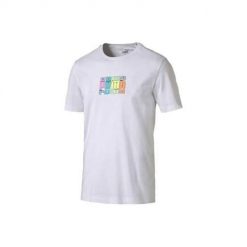 Koszulka sportowa męska Puma Multicolor Graphic. Białe koszulki sportowe męskie Puma, m, bez wzorów, z bawełny, bez kołnierzyka, bez ramiączek. Za 187.00 zł.