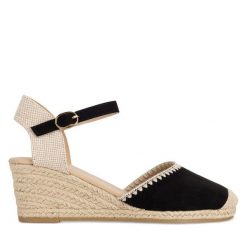 Espadryle Jenny Fairy. Czarne sandały damskie Jenny Fairy, bez wzorów, bez obcasa, bez zapięcia. Za 69.99 zł.