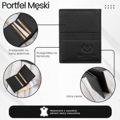 Portfel męski skórzany mały cienki pojemny kompaktowy RFID Paolo Peruzzi T-149-BL. Brązowe portfele męskie bez wzorów, ze skóry. Za 20.91 zł.