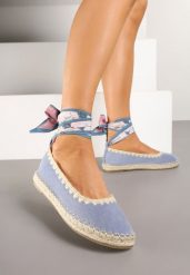 Niebieskie Espadryle z Plecioną Podeszwą i Wiązaniem Wokół Kostki Cyntavia. Niebieskie espadryle damskie Born2be, na lato, bez wzorów, casualowe, bez obcasa, bez zapięcia. Za 74.99 zł.