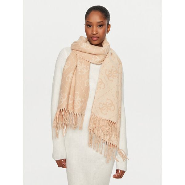 Szalik Guess. Brązowe szaliki i chusty damskie Guess, z aplikacjami. Za 234.99 zł.