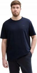 T-SHIRT KOSZULKA MĘSKA PLUS SIZE TOM TAILOR GRANATOWA. Niebieskie koszulki sportowe męskie Tom Tailor, m, bez wzorów, z bawełny, bez kołnierzyka, bez ramiączek, na fitness i siłownię. Za 112.00 zł.
