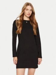 Guess Sukienka codzienna V4BK00 KCHQ1 Czarny Regular Fit. Czarne sukienki damskie Guess, na co dzień, xs, z aplikacjami, z bawełny, bez kołnierzyka, bez ramiączek, proste. Za 129.99 zł.