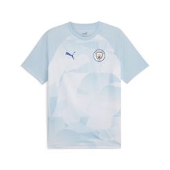 Podkoszulek Puma Mcfc Prematch Ss Jersey, Mężczyźni. Niebieskie koszulki sportowe męskie Puma, m, bez wzorów, z jersey, bez kołnierzyka, bez ramiączek, do piłki nożnej. Za 290.00 zł.