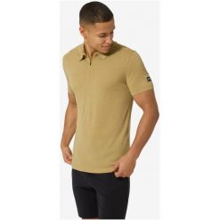 Koszulka polo z krótkim rękawem męska SUPER.NATURAL M Zip Polo. Żółte koszulki polo męskie super.natural, m, bez wzorów, bez ramiączek. Za 349.99 zł.