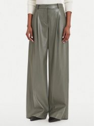 BOSS Spodnie skórzane Tiana4-M 50564757 Zielony ciemny Wide Leg. Zielone spodnie materiałowe damskie Boss, m, bez wzorów, ze skóry. Za 999.99 zł.