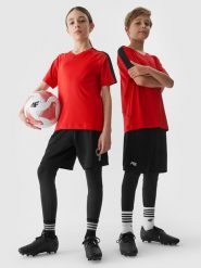 4F Koszulka piłkarska dziecięca 4F x Robert Lewandowski - czerwona 158/164 (12-14 lat). Czerwone bluzki dla dziewczynek 4f, bez wzorów, z materiału, bez kołnierzyka, bez ramiączek. W wyprzedaży za 59.99 zł.