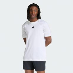 Koszulka z grafiką do padla Category. Białe koszulki sportowe męskie Adidas, l, bez wzorów, z bawełny, bez kołnierzyka, bez ramiączek, tenisowe, climacool (adidas). Za 149.00 zł.
