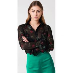 NA-KD Boho Szyfonowa bluzka z rękawami z falbaną - Black,Multicolor. Bluzki damskie marki NA-KD Boho. Za 60.95 zł.