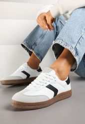 Białe Sneakersy z Perforacją w Stylu Tenisówek Olirielis. Białe obuwie sportowe damskie Renee, bez wzorów, z jeansu, tenisowe. Za 99.99 zł.