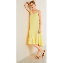 Mango - Sukienka Chelsea. Żółte tuniki damskie marki Mango, bez wzorów, z bawełny, casualowe, bez kołnierzyka, bez ramiączek. Za 139.90 zł.