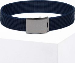 Ombre Pasek męski parciany A376 - granatowy. Niebieskie paski damskie Ombre, bez wzorów. Za 49.99 zł.