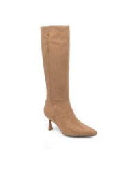 Nine West Kozaki MAIDA ZL23003-2CC Beżowy. Brązowe kozaki damskie Nine West, z materiału, bez obcasa, na szpilce. Za 329.99 zł.