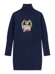 Guess Sukienka dzianinowa J6BK14 Z1299 Granatowy Regular Fit. Niebieskie sukienki dla dziewczynek Guess, z aplikacjami, z dzianiny, bez ramiączek. Za 284.99 zł.