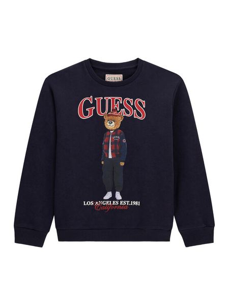 Guess Bluza L6BQ14 K6130 Granatowy Regular Fit. Niebieskie bluzy dla chłopców Guess, z aplikacjami, z bawełny, bez ramiączek, bez kaptura. Za 174.99 zł.