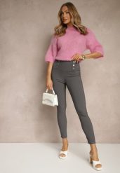 Szare Legginsy High Waist z Ozdobnymi Guzikami Kolowenia. Szare legginsy damskie Renee, l, bez wzorów, z jeansu. Za 39.99 zł.