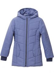 Parka zimowa. Niebieskie kurtki i płaszcze dla dziewczynek bonprix, na zimę, bez wzorów, bez kaptura. Za 169.99 zł.