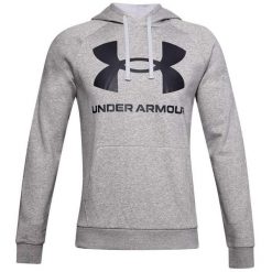 Bluza fitness męska Under Armour Rival Fleece Big Logo HD. Szare bluzy męskie Under Armour, m, bez wzorów, bez kaptura, na fitness i siłownię. Za 139.99 zł.