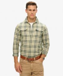 Superdry Koszula Merchant z lnu w kratę. Szare koszule męskie Superdry., m, bez wzorów, z bawełny, eleganckie, bez kołnierzyka, bez ramiączek. Za 302.05 zł.