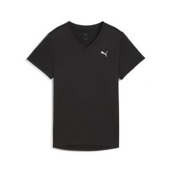 Damska koszulka TAD ESSENTIALS z dekoltem w serek PUMA. Czarne koszulki sportowe damskie Puma, bez wzorów, bez kołnierzyka, bez ramiączek, na fitness i siłownię. Za 99.00 zł.