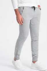 Ombre Spodnie męskie dresowe typu jogger - szary melanż V2 OM-PASK-22FW-004 XXL. Szare spodnie sportowe męskie Ombre, m, bez wzorów, z dresówki. Za 69.99 zł.