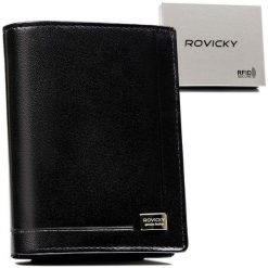Portfel męski Rovicky PC-027-BAR czarny. Czarne portfele męskie ROVICKY, bez wzorów, ze skóry. Za 73.99 zł.