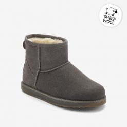Damskie zimowe botki Coqui. Szare botki damskie Coqui, na zimę, ze skóry, klasyczne, bez obcasa, bez zapięcia. Za 248.99 zł.