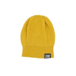Odzież sportowa miękki na co dzień na siłownię. Żółta czapki i kapelusze damskie LEONE 1947 APPAREL, na zimę, bez wzorów, sportowe. W wyprzedaży za 48.42 zł.