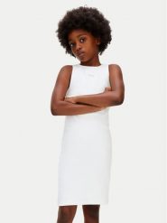 Calvin Klein Jeans Sukienka letnia LVCKSJH07G Biały Slim Fit. Białe sukienki dla dziewczynek Calvin Klein Jeans, na lato, bez wzorów, z bawełny, bez ramiączek. Za 189.99 zł.