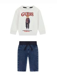 Guess Komplet bluzka i spodnie I6BG02 K5804 Biały Regular Fit. Białe t-shirty dla chłopców Guess, z aplikacjami, z jeansu, bez ramiączek. Za 264.99 zł.