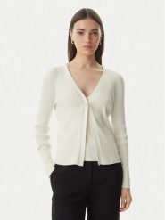 Calvin Klein Kardigan LV044G303G Kremowy Regular Fit. Białe kardigany damskie Calvin Klein, xs, bez wzorów, z bawełny, bez kołnierzyka, bez ramiączek, bez kaptura. Za 529.99 zł.