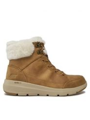 Skechers Trzewiki Glacial Ultra Cozyly 144178/CSNT Brązowy. Brązowe botki damskie Skechers, z materiału, bez obcasa, na płaskiej podeszwie, bez zapięcia. Za 339.99 zł.