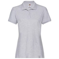 Damska Koszulka Polo Premium Heather. Szare koszulki sportowe damskie Fruit of the Loom, s, bez wzorów, bez kołnierzyka, bez ramiączek. Za 80.99 zł.