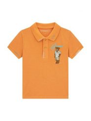 Guess Polo N6GP01 K9WF4 Pomarańczowy Regular Fit. Brązowe t-shirty dla chłopców Guess, z aplikacjami, z bawełny, bez ramiączek. Za 154.99 zł.