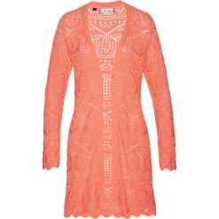 Sweter bez zapięcia ażurowy bonprix łososiowy. Swetry damskie marki bonprix. Za 74.99 zł.