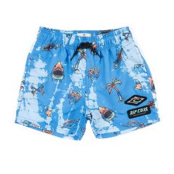 Szorty kąpielowe dziecięce Rip Curl Little Savages Volley-Boy 8000. Niebieskie szorty dla chłopców Rip Curl, na lato, bez wzorów, z materiału, sportowe. Za 59.99 zł.
