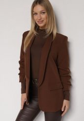 Jasnobrązowa Niezapinana Marynarka Pudełkowa z Wiskozą z Marszczonymi Rękawami Feniravia. Białe żakiety damskie Born2be, l, bez wzorów, z koronki, biznesowe. Za 109.99 zł.