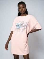 Bawełniana piżama dwuczęściowa Stitch - różowy. Czerwone piżamy damskie Sinsay, l, bez wzorów, z bawełny, bez ramiączek. Za 39.99 zł.