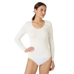 T-shirt damski z długim rękawem thermolactyl sensitive Damart. Białe t-shirty damskie DAMART, bez wzorów, bez kołnierzyka. Za 205.00 zł.