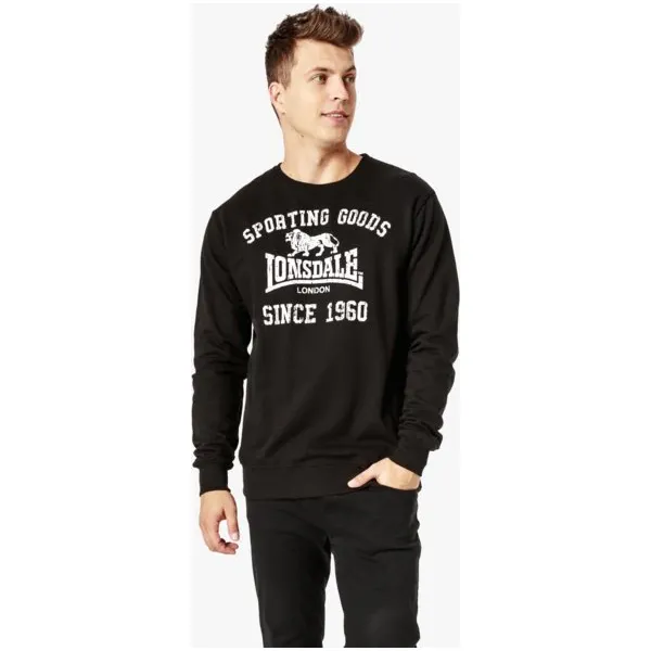 Lonsdale Bluza Bengate , czarny, rozmiar L. Czarne bluzy męskie Lonsdale, l, bez wzorów, z bawełny, bez kaptura. W wyprzedaży za 99.99 zł.