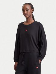 HUGO Bluzka Heart 50566668 Czarny Relaxed Fit. Czarne bluzki damskie Hugo, m, bez wzorów, bez kołnierzyka, bez ramiączek. Za 354.99 zł.