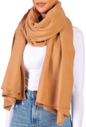 X2 Szalik Cashmirillo 100 x 200 cm - gładki wzór - Brązowy. Brązowe szaliki i chusty damskie X2, na jesień, bez wzorów, z kaszmiru. Za 119.00 zł.