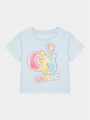 Guess T-Shirt K4RI28 K8HM0 Błękitny Boxy Fit. Niebieskie t-shirty i topy dla dziewczynek Guess, z aplikacjami, z bawełny, bez ramiączek. Za 109.99 zł.
